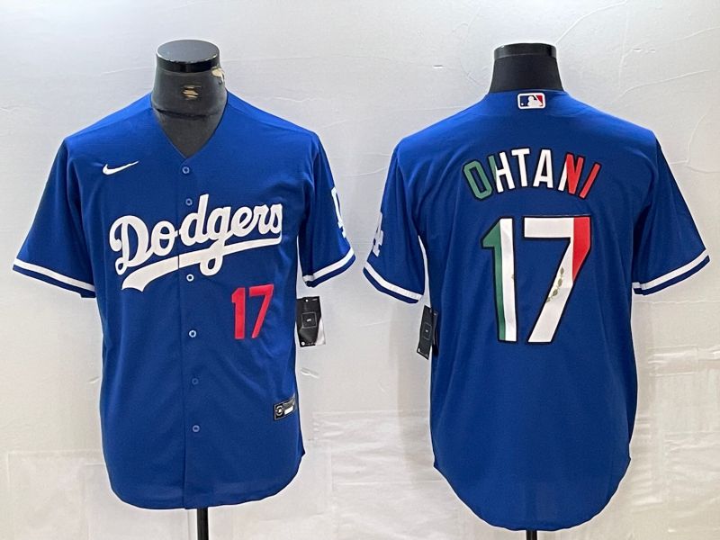 Men Los Angeles Dodgers 17 Ohtani Blue Nike Game MLB Jersey style 17
